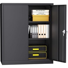 문 2개와 선반 2개가 있는 슈퍼데이 잠금식 보관 캐비닛 36x32x16 잠금 금속 홈 오피스용 장치가 소형 파일 캐비닛 팬트리 차고블랙, Black, 36"