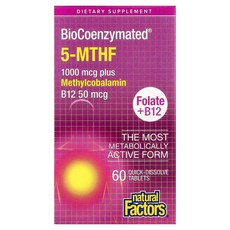 Natural Factors 내추럴 팩터스 메틸 엽산 1000mcg Methylfolate, 1개, 60정