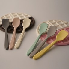 실리콘 요거트 시리얼 요플레 아이스크림 유아 어린이 숟가락 6종, 1개, 딥그레이