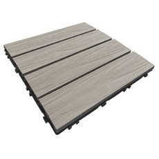 卡扣式木質地板 戶外陽台庭院拼接地板 DIY木紋防滑耐磨地板, 升級款暖灰色, 1個