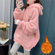 TKX 여성용 캐주얼 후드 티셔츠 귀여운 캐릭터 두꺼운 후드티 루즈핏 소프트