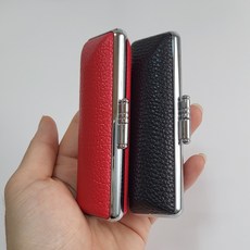 도장집 고급 가죽 인주내장 도장케이스, 레드