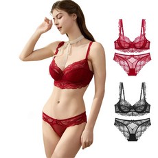 Veimia 베이미아 레이스 브라 세트 여자속옷 편한 팬티 브라 1+1세트