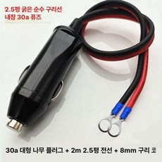 전원선 시거잭 케이블 스위치 고출력 자동차용 연장선, 30A 2.5mm 평면 2m 8mm 구리 노즐, 1GB