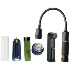 雷神LED多功能工作燈 2000mAh蛇燈 手電筒 軟管燈 T6工作燈 強力磁鐵, 黑色, 1套