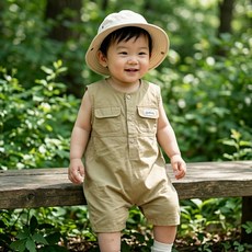 더블포켓 민소매 우주복 여아 남아 아기 돌아기 여름옷 나시 바디슈트 외출복