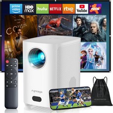 일렉트릭 포커스 WiFi 및 블루투스 프로젝터 네이티브 1080P 15000루멘 4K 지원 홈 시어터용 아그레고 야외 영화 프로젝터 최대 300인치 iOS안드로이드TV Stic, White