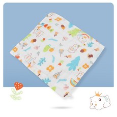 六層紗布口水巾方巾小方巾：柔軟吸水、多用途寶寶手帕、兒童洗臉巾、幼兒園必備, 1個, 59-小熊森林【30*30】, 白色
