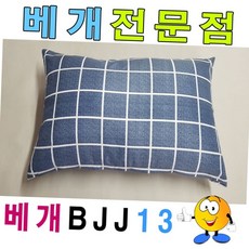 블루 체크 패턴 사각 베개 커버 압축솜 세트 인테리어 침실 수면 50x70 체크베개, 블루계열
