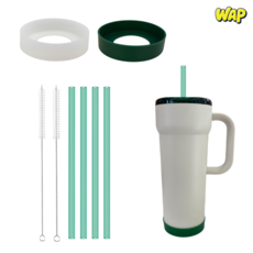 WAP 스타벅스 스탠리 텀블러 호환 그린 초록색 빨대 세척솔 바닥커버 세트, 1세트, 스타벅스 단테(710ml)세트