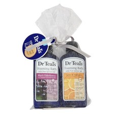 Dr Teal's 퓨어 엡섬 솔트가 함유된 거품 목욕 선물 세트 블랙 엘더베리 및 글로우 앤 래디언스 각 88.6ml(3온스), 1, 88.6ml