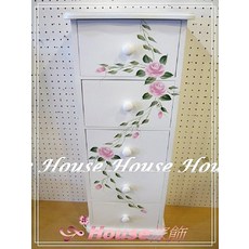 *︵House傢飾︵*鄉村風格 洗白彩繪玫瑰四抽斗櫃 - 限量新款