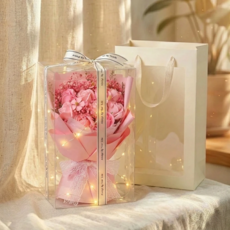 러빙룸 풍성한 비누 꽃다발 + 쇼핑백 + LED전구 세트, 1개, 체리 핑크