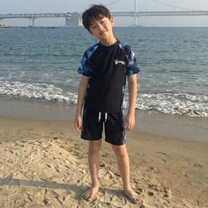 주니어 아동 여름 레글런반팔래쉬가드상하세트