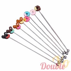 인프마켓 홈카페 도넛 롱 스푼 커피롱스푼 바용품 바텐더용품, 7도넛머들러-진핑크