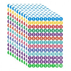 1170개입 컬러 숫자 넘버링 메모 스티커 2cm 라벨 10장, 1세트, 혼합(S1428) 1170개입