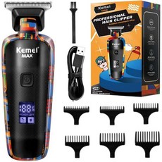 KEMEI KM-MAX5090 남성 전문 헤어 무선 클리퍼 이발기 트리머 면도기 LCD 디스플레이, KEMEI KM-MAX5090 남성 전문 헤어 무선 클