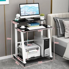 750 원룸 조립식 좁은방 책상 컴퓨터 600 데스크탑, 1개, 화이트 프레임+블랙스톤 패턴 74cm