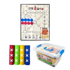 명절전통 민속놀이 윷놀이 20cm 보관함 세트 한국형 보드게임 도개걸윷모 스펀지윷가락, 1세트