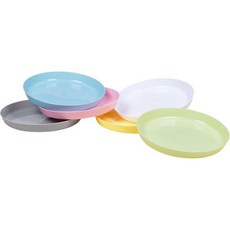 HEKU 재사용 접시 세트 6개 파스텔 색상 지름 18.5cm PP 소재 가볍고 견고함 식기세척기 및 전자레인지 사용 가능 다채로운, Ø 18/5cm, 6개 세트 접시