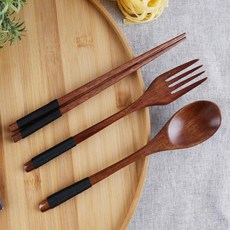우드 커트러리 캠핑젓가락 나무젓가락 캠핑커트러리, 블랙-포크