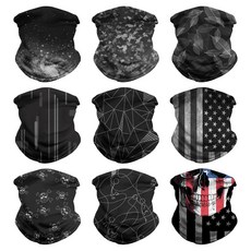 VCZUIUC 넥 게이터 페이스 커버 - 남녀용 자외선 차단 마스크 발라클라바, 9pcs: Night Black