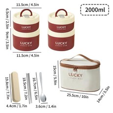 보온 도시락 전자레인지 사용 원형 밀폐형 학생용 음식 용기, 1개, 3. Red 2000ML