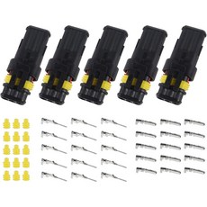 10pcs 3 핀 방수 커넥터 자동차 방수 전기 커넥터 플러그 자동차 보트 오토바이에 대 한 16 AWG 남성과 여성의 방법, 5pcs