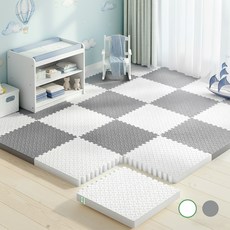 Soolink 스펀지 바닥 매트 두꺼운 층간소음 퍼즐매트 12P 거실 베란다 냉기차단 2cm, 12개, 화이트