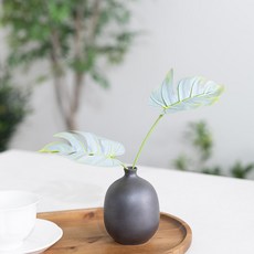 심플 귀여운 조화 화병 24cm (DIY) 인테리어 그리너리 여름 테이블 장식 소품 꾸미기, 1개, 알보몬스테라_블랙 도자기화병