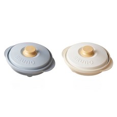 BRUNO 전자레인지 전용 냄비 생선구이 야채 만두 찜기, 화이트