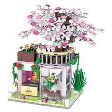 LILIUM BROWNII 百合花積木街景模型，380 PCS積木人仔，益智拼裝玩具，街景模型，居家擺飾, 00301, 1個