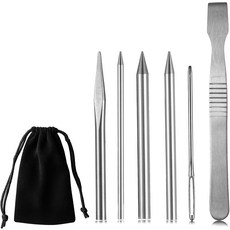 6피스 파라코드 스티칭 세트 스테인리스 스틸 액세서리 스무딩 툴 바늘 끈끈용 끈끈 가죽 직조 및 팔찌, 가죽공예 바늘 6피스 파라코드 스티칭 세트 스테인리스