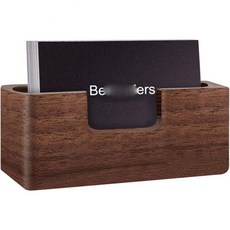 12011749 명함 꽂이 거치대 케이스 스탠드·명함 거치대·책상용 홀더 우드 소유자 매장 사무실, 갈색, 11.3x4.3cm