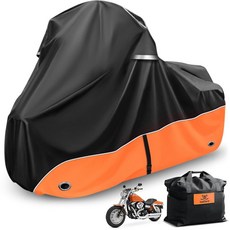 미국출고 평점4.5+ 231926 Tokept 오토바이 커버 275.4cm(110인치) 사이드+탑 박스 투어링 모델 특정 차량 커버 보관 할리 데이비슨 울트라 리미티드 로, 주황색