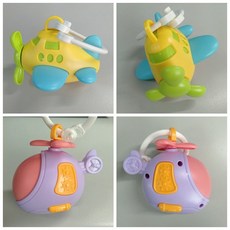 寶寶手搖鈴A2J 飛機造型趣味手搖鈴 早教玩具 嬰幼童玩具 車床掛件, 直升機【粉紫橘 配色隨機】單個, 1個