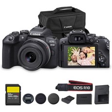 캐논 EOS R10 미러리스 카메라 키트 RF-S 18-45mm 렌즈 포함 | 24.2MP APS-C 4K 영상 듀얼 픽셀 AF 15fps 연속 촬영 초보 사진작가 및 브이로거, w/ 18-45mm Lens