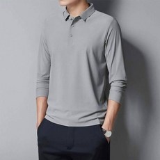 長袖polo衫男休閒商務無痕polo保暖翻領上衣秋冬爸爸裝長袖上衣青年透氣通勤工作衫百搭寬鬆純色打底衫男士工作服男裝衣服