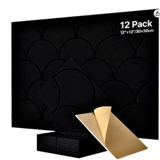 티지피 접착형 흡음판 방음판 벽 현관문 방음판 30cm x 30cm, 12개, 블랙