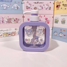 산리오 샴푸통 디스펜서 공병 욕실 1+1 캐릭터 다용도 디스펜서 키티 주방 바디워시, 1개, D. 졸린 쿠로미 300ml 로션병