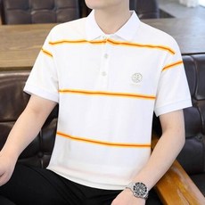 2026 男士夏季 Polo衫 短袖 休閒衫 條紋 Polo衫 運動商務 翻領 T恤 輕薄 透氣 吸濕排汗