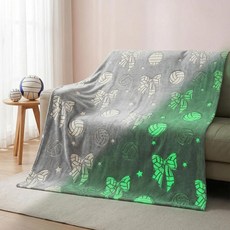 138166 Hillsuren 그레이 배구 리본 담요 127 x 152.4cm(50 60인치) 야광 플란넬 재미있는 물건 팀 선물 공 애호가 플레이어 할로윈 크리스마스 추수감사