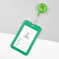 1PCS 여성 카드 슬리브 신용 배지 홀더 Lanyards 간호사 학생 이름 태그 Id, 25 Green   Vertical
