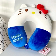 참앤코지 헬로키티 목쿠션 여행용목배게, 블루
