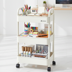 조인메이드 이동식 바퀴 선반 보관함 트롤리, 화이트, 3단