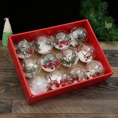 【臺灣出貨】批髮新款8CM聖誕裝飾球仿真內景聖誕櫥窗裝飾球高透明pet聖誕球-奢尚匯品, 款式2【混發】, 1個