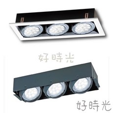 舞光原廠授權經銷商 三燈AR111盒燈 白框三燈 無邊框 三燈盒燈 替換式 三燈崁燈 AR111 3燈 LED崁燈 燈盒, 無邊框AR三燈崁燈25062-WR,14W黑3000k黃光基礎型, 1個