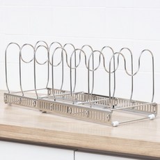 확장형 올스테인레스 후라이팬 냄비 뚜껑 그릇 접시 선반 정리 정리대, 올스텐인레스, 1세트, 6단