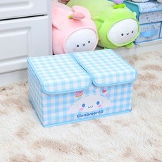 卡通收納盒 學生襪子衣櫃收納 內褲折疊收納箱 內衣分隔整理盒, 1個, 格子玉桂狗,【單蓋小號】19*14*15cm