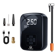 PCMOS 휴대용 무선 올인원 세트 타이어 공기압 주입기, 블랙 Black, 1개